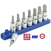 Hyper Tough 9-Piece 3/8-inch Drive, Metric Hex Socket Bit Set for Automotive and DIY Projects, 6568