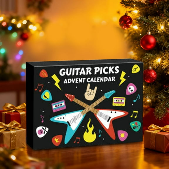 2025 Christmas Advent Calendar,Guitar Player Christmas Countdown Calendar With 22 Picks And Pick Holder, Bass Ukulele Music Lover Gift,Christmas Gift for Girls, Boys, Adults