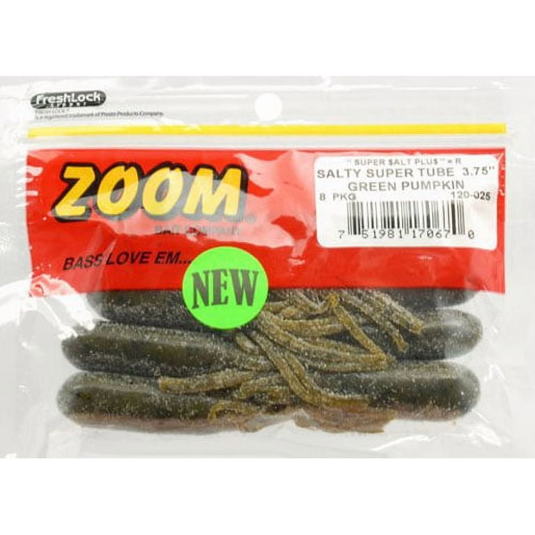 Zoom Super Tube 3.75'' Green Pumpkin 8pk - Walmart.com