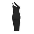 thumbnail image 1 of Gibobby Vestido de fiesta para mujer elegante Slouchy hombro abierto vestido Sexy Color sólido Delgado temperamento Slouchy vestido Sexy Delgado cintura alta(Negro,M), 1 of 5