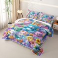 thumbnail image 3 of Erosebridal Kawaii Bear Print Twin Quilt Set for Girls, Groovy Flower Floral Twin Coverlet Set, 2-Piece, 3 of 7