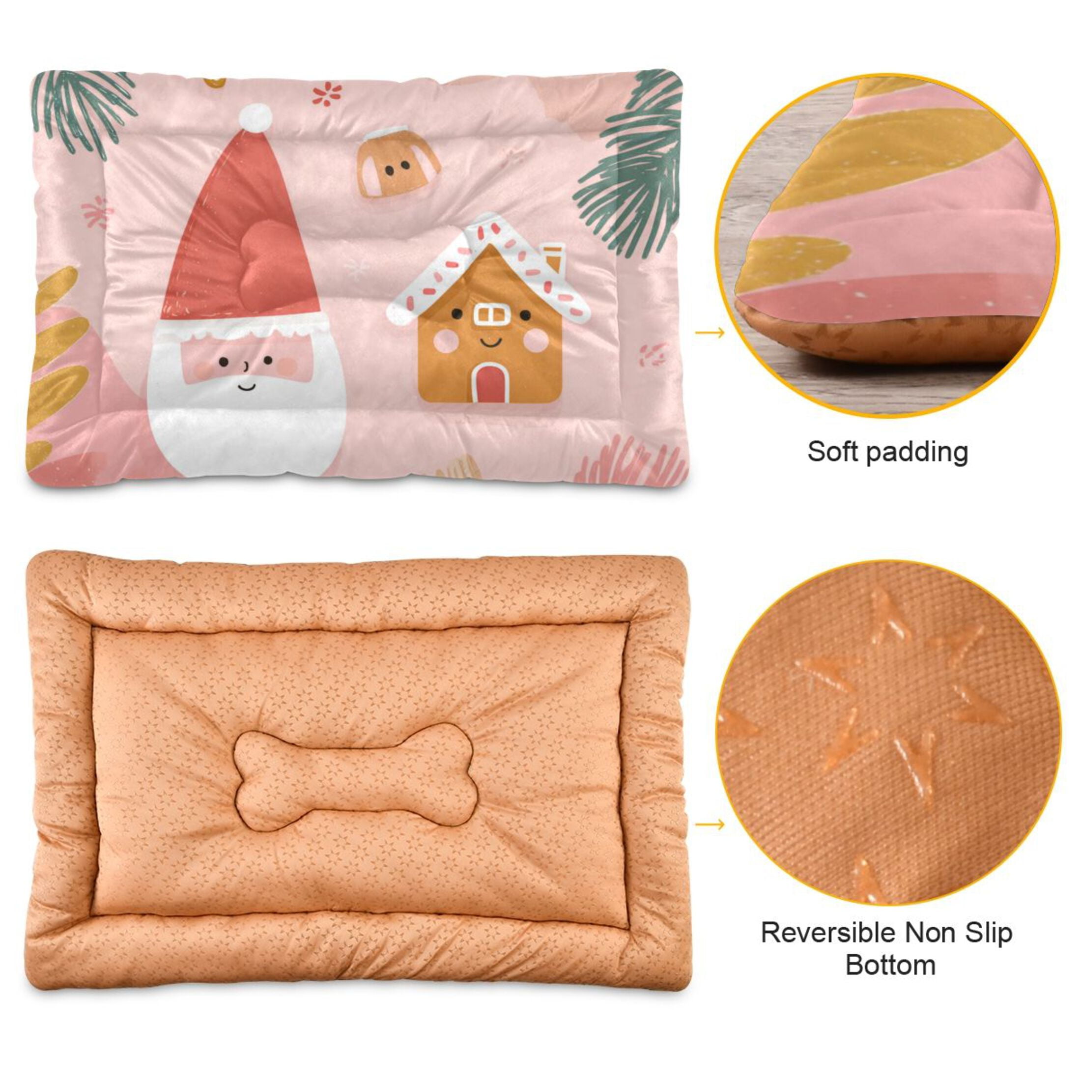 Cozy Mat Pet Bed Indoor Outdoor Warm Soft For Cat Dog Puppy(S/M) Christmas Elements