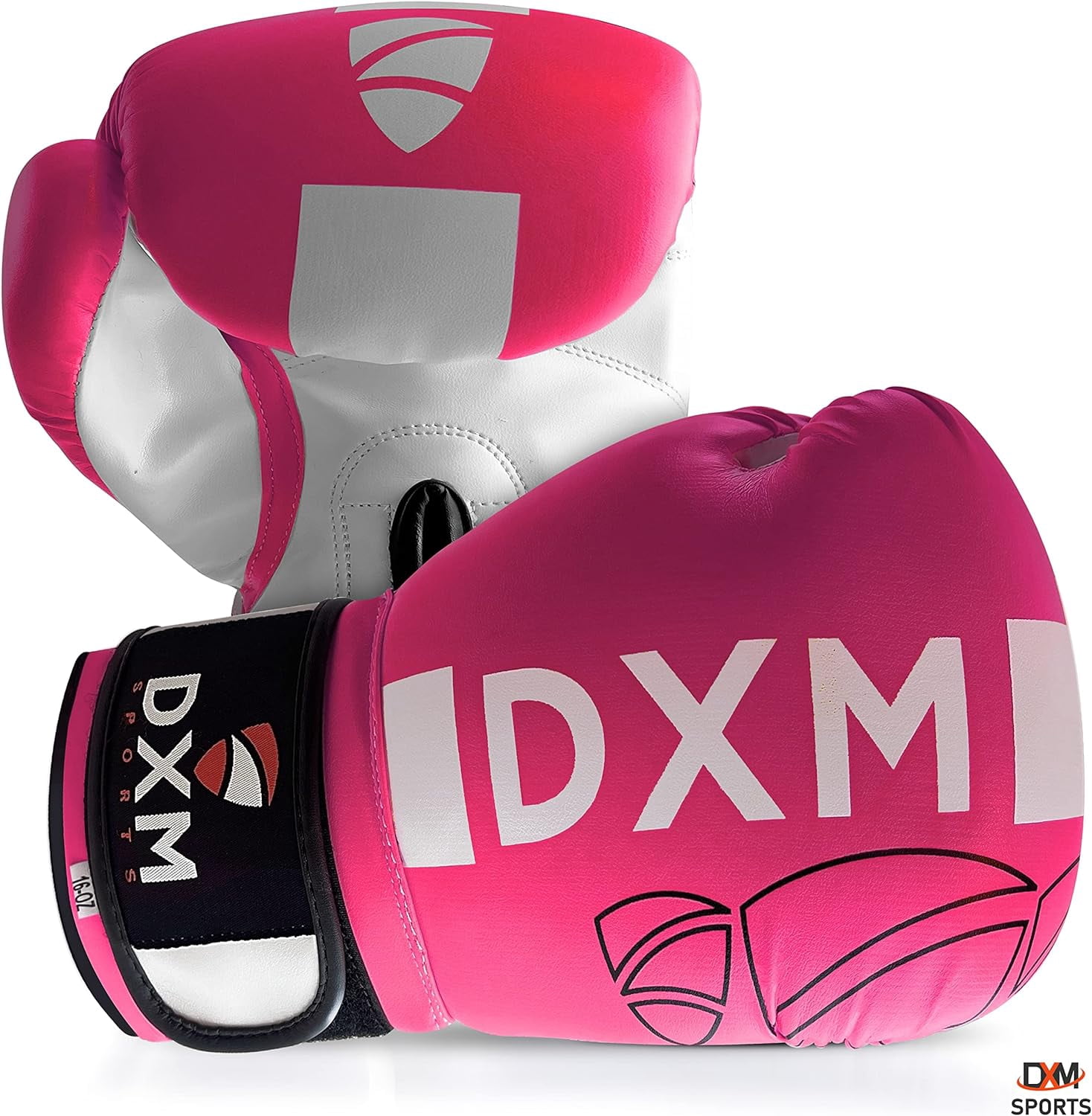 DXM SPORTS Boxing Gloves for Men & Women - Pink & White, 10oz