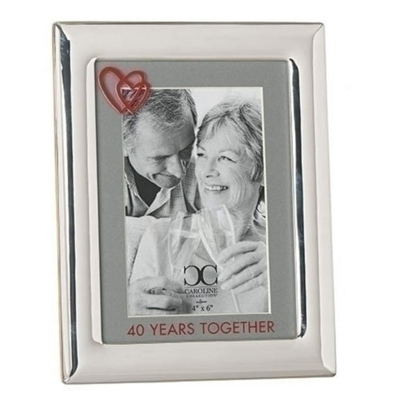 Roman Silver Tone 40 Years Together Tabletop Anniversary Frame, 8 1/2 Inch