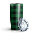 thumbnail image 2 of 20oz Insulated Tumbler Travel Coffee Tumbler with Lid Cup Holder Friendly Travel Coffee Mug Stainless Steel Thermos 20 Oz Tumbler Reusable Insulated Coffee Mug with Lid (Black and Green Checked ), 2 of 7