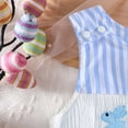 thumbnail image 4 of kpoplk Unisex Baby Girl Boy Clothes Short Sleeve Striped Sweatshirt Bubble Romper Bodysuit Cute Summer Outfit Size 3-6 Months,Blue, 4 of 8