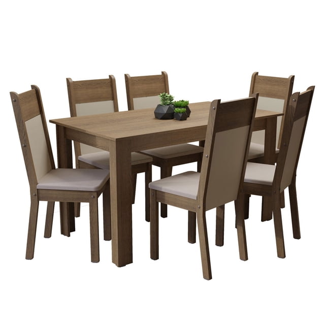 Juego de Comedor Madesa Medelin Mesa Tablero de Madera con 6 Sillas MDJA0600177GBE
