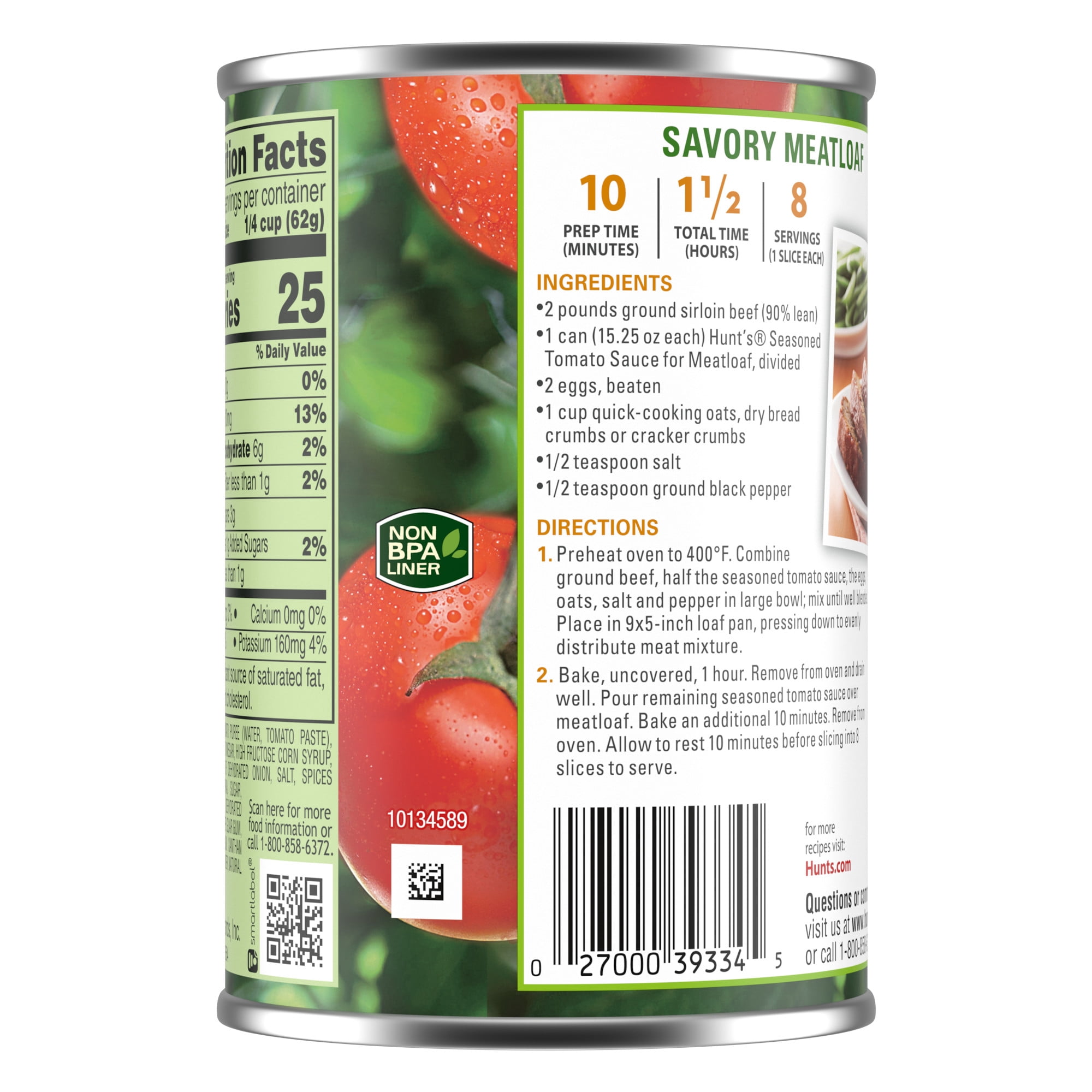 Hunt’s Seasoned Tomato Sauce for Meatloaf, 15.25 oz. Can
