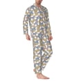 thumbnail image 2 of Naloa Cute Rabbit Men’s Pajamas Set - Long Sleeve Button Down Sleep Shirt and Pajama Bottoms Sleepwear Set-Medium, 2 of 7