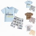 thumbnail image 4 of TOWED22 Baby Boy Toddler Clothes 2pcs Round Neck Short Sleeve Top Cargo Shorts Dinosaur Truck Print Summer Outfits(Blue,3-6 M), 4 of 4