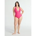 thumbnail image 2 of Time and Tru Women’s and Women’s Plus Ribbed Plunge One Piece Swimsuit, Sizes XS-2X, 2 of 6
