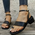 thumbnail image 2 of Clearance VerPetridure Women's Sandals Summer Casual able Open-toe Mid-heel Rubber One-line Buckle Sandals, 2 of 9