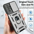 thumbnail image 7 of Rugged Case for Samsung Galaxy A32 5G Shockproof Phone Case with Camera Lens Slide Cover and Ring Holder Kickstand, Support Magnet Car Mount, Military Grade Heavy Duty Protection Cover, Silver, 7 of 7