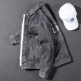 thumbnail image 2 of Chaqueta vaquera para hombre, con botones, color gris, con bordados, ropa popular coreana, de diseñador, de una pieza, estilo coreano, 2 of 5