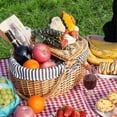 thumbnail image 4 of Wicker Picnic Basket with Lid,Wicker Basket with Handle and Liner, Handmade Shopping Basket,Braided, 4 of 5