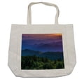 thumbnail image 1 of Appalachian Shopping Bag, Extremely Colorful Sunset over Cowee Mountains Overlook Vista Photo Print, Eco-Friendly Reusable Bag for Groceries Beach and More, 15.5" X 14.5", Cream, by Ambesonne, 1 of 2