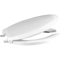thumbnail image 2 of WJSP Elongated Toilet Seat White 18.5x14.25in Open Front w Cover Heavy Duty Commercial Stainless Steel Hinge for Bathroom, 2 of 5