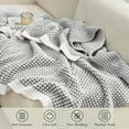 thumbnail image 5 of Chenille Waffle Knit Throw Blanket Reversible Bedding Blanket, 50"x60", Grey&Ivory, 5 of 8