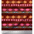 thumbnail image 1 of Soimoi Red Japan Crepe Satin Fabric Aztec Geometric Fabric Prints By Yard 42 Inch Wide, 1 of 3