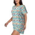 thumbnail image 2 of Rateoe Cute Corgi Head Pattern Women's Short-Sleeved Pajama Set - 2 Piece Soft and Lightweight Sleepwear Set-Large, 2 of 7