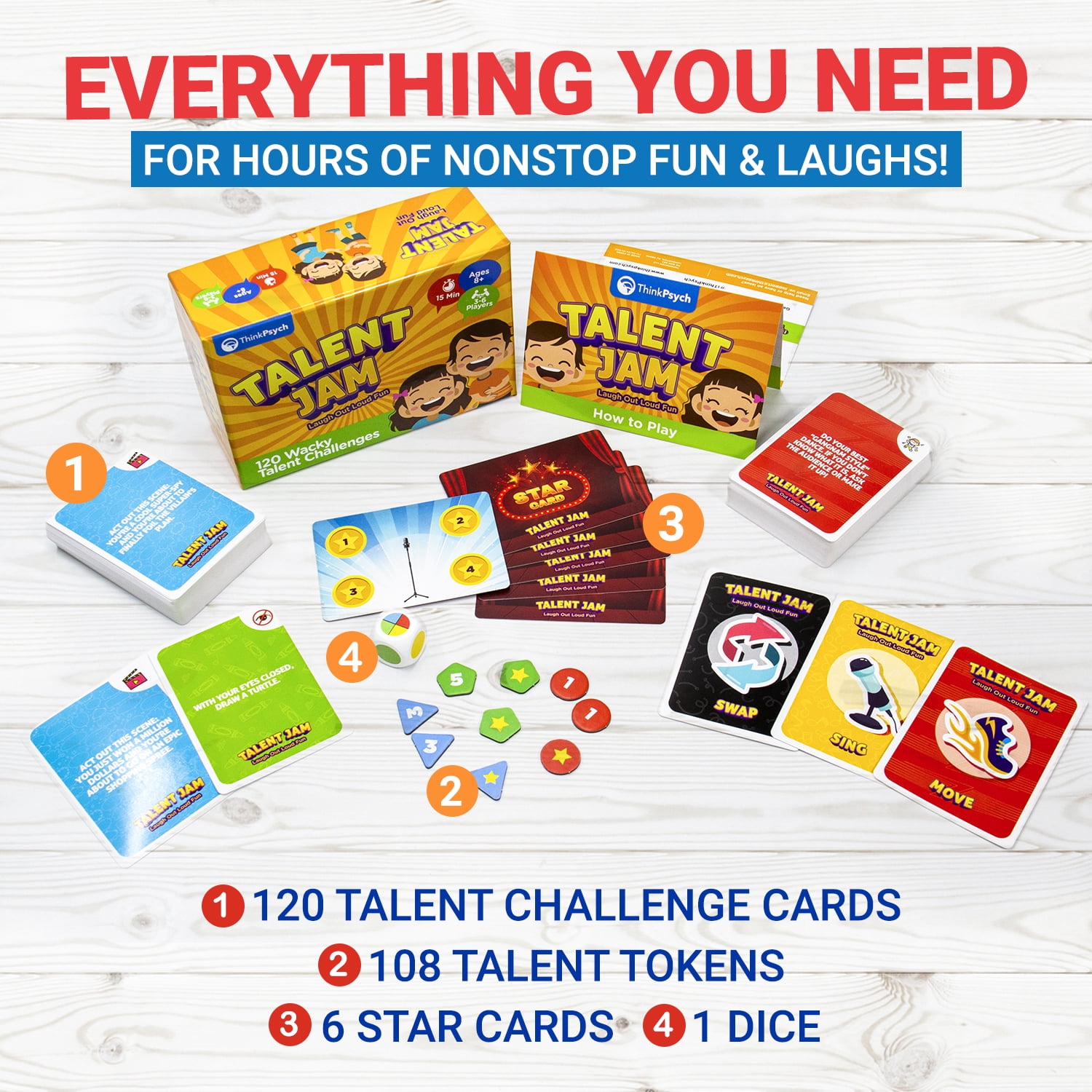 ThinkPsych Talent Jam – Fun Talent Show & Charades Game for Family, Kids, and Teens