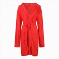 thumbnail image 4 of NOLDARES Mens Hooded Terry Cloth Robe, Big and Tall Bathrobe, Full Length Cotton & Absorbent Robe for Spa, Shower & Sleepwear(Red,XL), 4 of 5