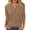 Z21Light Brown, variant on Women's Casual Henley T Shirt 3/4 Sleeve Button V Neck Solid Color Loose Fit Top Light Brown M