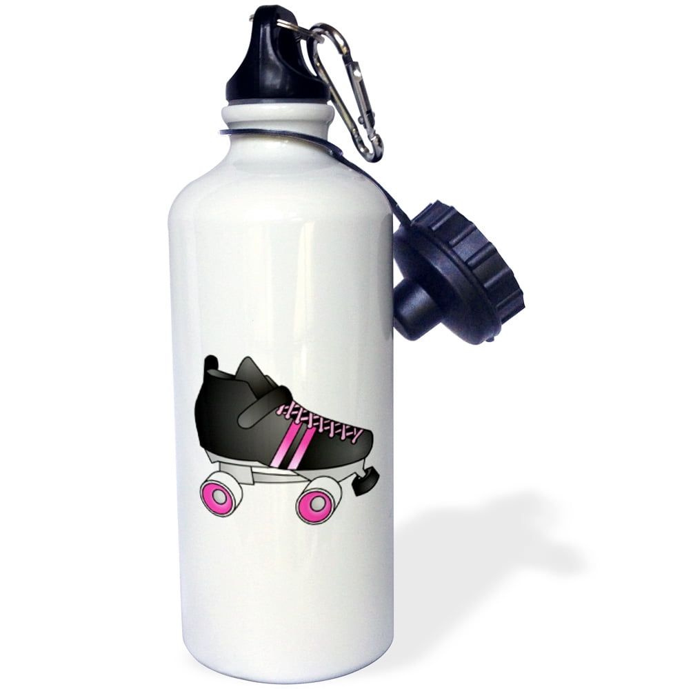 3dRose Skating Gifts Black and Pink Roller Skate, Sports Water Bottle, 21oz by 3dRose
