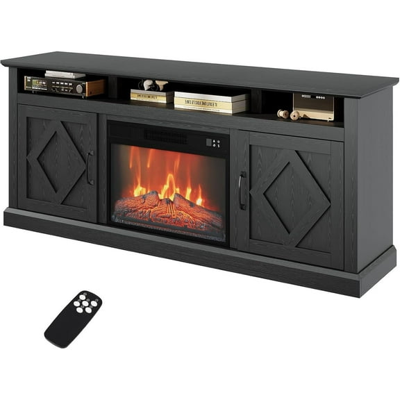 Fireplace TV Stand,Electric Fireplace,Top-Rated Fireplace TV Stand for 65 Inch TVs – 67" Modern Wood Entertainment Center with 23" Electric Fireplace, Adjustable LED Flame, and Ample Storage