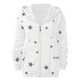 thumbnail image 5 of Bovemsi Sweatshirt for Women Autumn And Winter Zipper Loose Star Pattern Zip Up Hoodie, 5 of 7