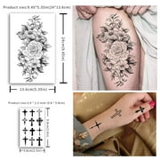 Yazhiji 49 Sheets Flower Temporary Tattoos Sticker Large Sexy Flowers Butterfly Snake Waterproof Half Arm Fake Tattoo Sticker