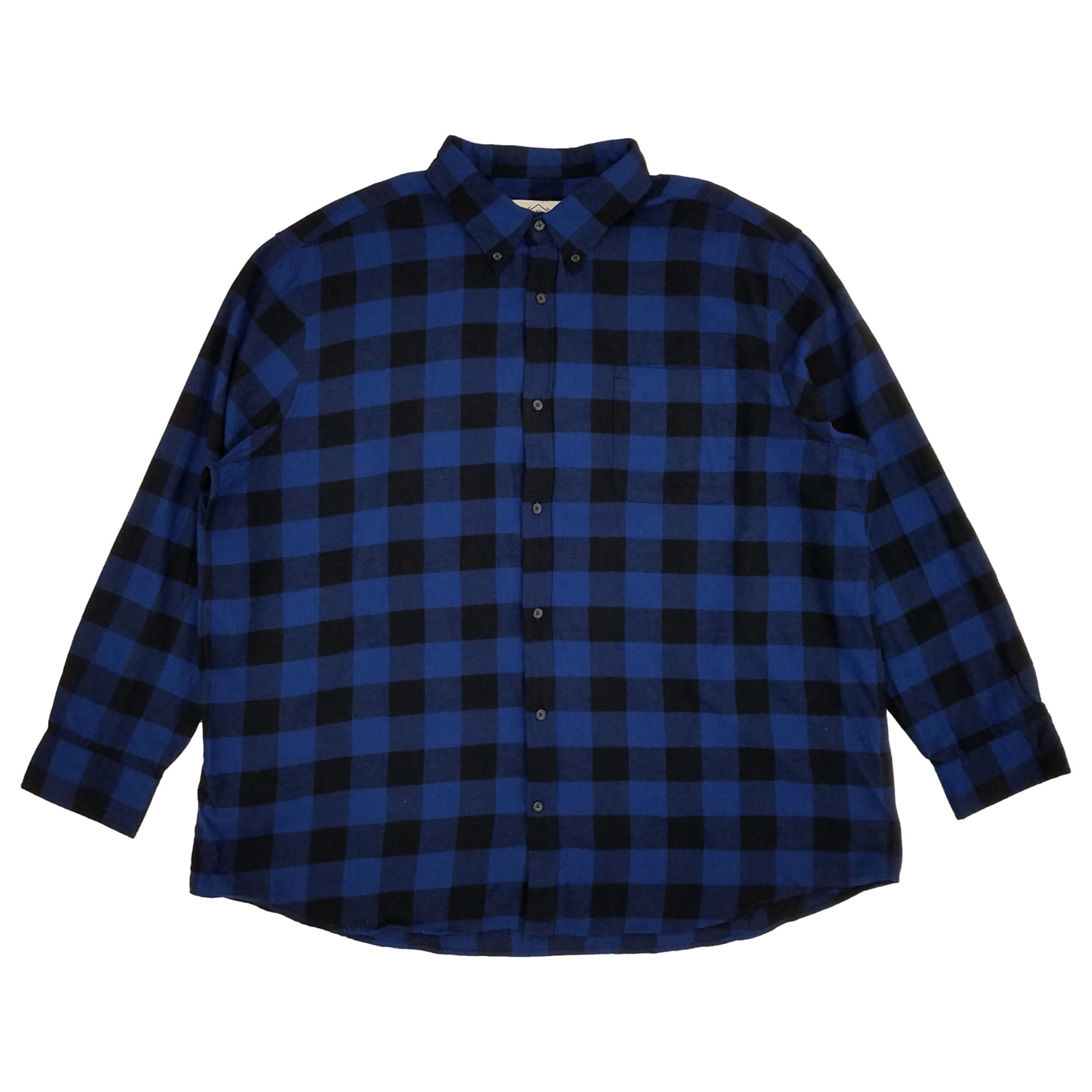 St. Johns Bay Mens Blue Orange Plaid Long Sleeve Button-Down
