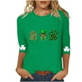 thumbnail image 2 of ICHUANYI Womens 3/4 Sleeve St. Patrick's Day Printed T-Shirts Crew Neck Spring Graphic Tee Tops Round Neck Top Shirt, 2 of 5