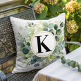 thumbnail image 5 of Letter K Throw Pillow Cover Alphabet Green Eucalyptus Leaves Plant Simple Cotton Linen Cushion Cover Throw Pillow Case with Invisible Zipper for Couch Sofa Bed Chair Car 26x26 Inch, 5 of 9