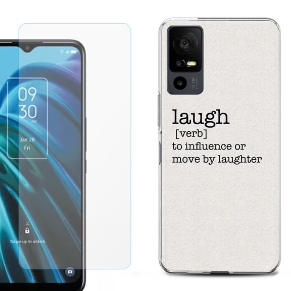OneToughShield ® for TCL 40 XE 5G Shockproof Fashion Phone Case, with Tempered Glass Screen Protector - Dictionary/Laugh