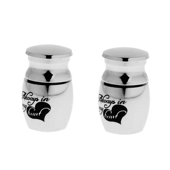 'Always in My Heart' Small Cremation Urn for Human & Pet Ashes, Set of 2/5 Mini Urn Titanium Steel Pet Memorial Keepsake Urns for Human Dogs Cats Ashes Holder, 1 inch