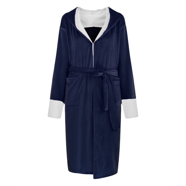 Hot ! TIMIFIS Mens Womens Robe Soft Plush Fleece Hooded Bathrobe Warm Lounge Robe Spa Bath Robe pring/Summer