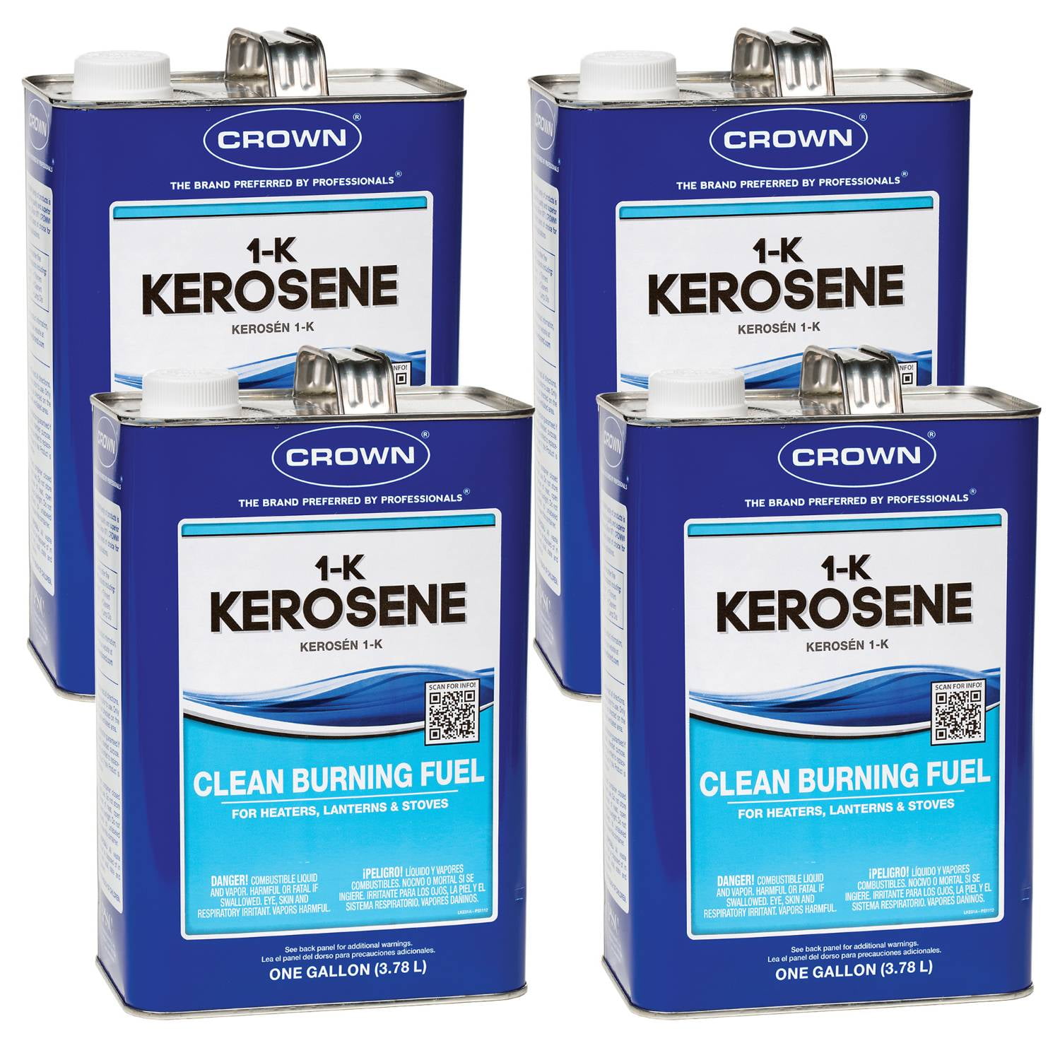 Crown K1 Clear Pure Petroleum Based Kerosene Case of Four 1 Gallon Jugs