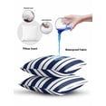 thumbnail image 6 of Outdoor Pillows Waterproof, Navy Blue Striped Throw Pillows with Inserts Included, Modern Art Farmhouse Stripes Indoor Outdoor Decorative Lumbar Pillow for Bed/Couch/Patio 16"x16", 2Pcs, 6 of 8