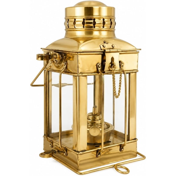 Vintage Marine Anchor Decorative Oil Lamp - Nautical Brass Ship Lantern Glass Oil Lamp - for Home Decor - Nautical or Victorian Wedding - Store Rustic Vintage Home Decor Gifts