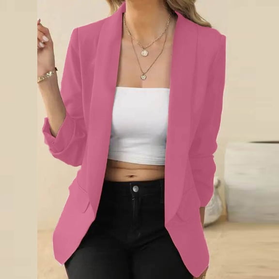 Wiyuqeen Womens Oversized Suit Coats Dressy Casual Lapel Collar Blazer Loose Fit Business Jackets Pockets Petite Plus Long Sleeve Suit Jackets