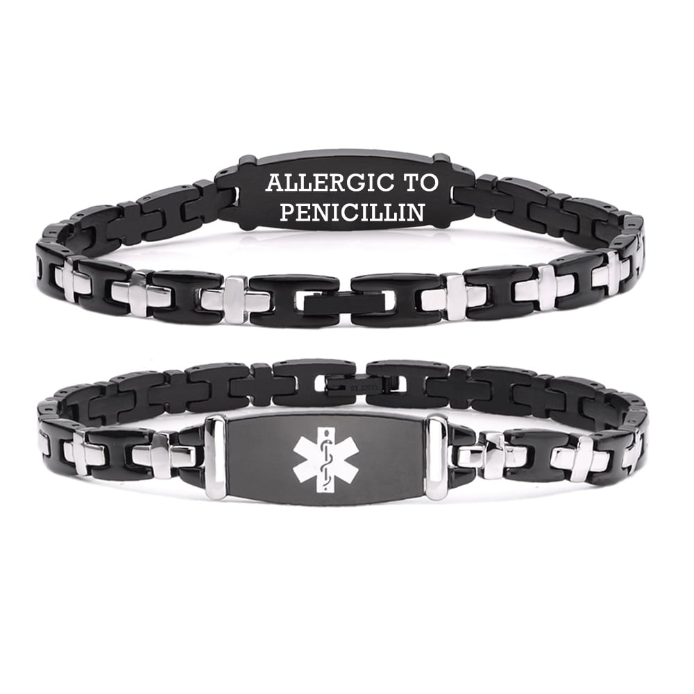Stylish Ladies Medical Alert Bracelet – Engraved With Penicillin & Peanut Allergy Info