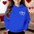 thumbnail image 2 of Girls Double Heart Print Hoodies Long Sleeve Hooded With Pocket Sweatshirts Kids Blue 3 Y-4 Y, 2 of 4