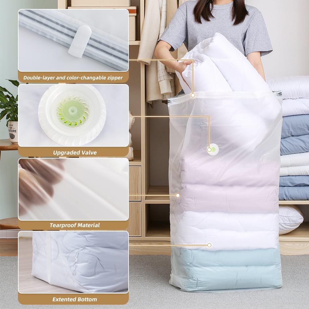 Cube Vacuum Storage Bags, 6 Pack Jumbo Cube Size Vacuum Sealer Compression  Space Saver Bag for Clothes, Comforters, Blanket, Duvets, Pillows, Quilt