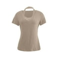 thumbnail image 4 of Tops for Women Short Sleeve V Neck Loose Casual Blouses Summer Tees Criss Cross Soft Tee Shirt 2025 Fashion, 4 of 9