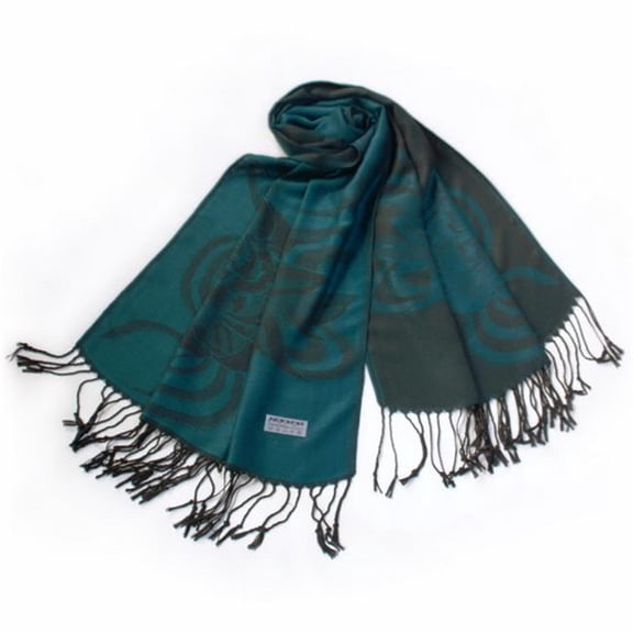 Pa-a80-2 Sea Blue Huge Rose Flora Elegant Noble Exquisitely Soft Tassel Ends Pashmina/Shawl/Scarf