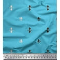 thumbnail image 1 of Soimoi Blue polyester Crepe Fabric Butidar Jamdani Print Sewing Fabric Yard 52 Inch Wide, 1 of 2