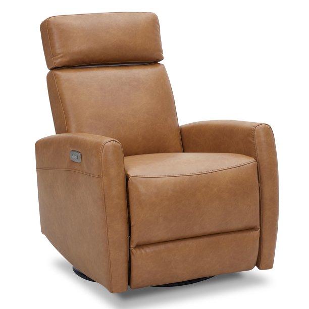 CHITA Power Glider Rocker Recliner with USB, Faux Leather in Cognac