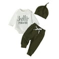 thumbnail image 1 of ZAXARRA Newborn Baby Cute Fall Pants Sets Letter Long Sleeve Romper  Solid Ribbed Pants with Hat, 1 of 8