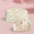 thumbnail image 1 of Bolsa para cosméticos de 2 uds., bolsa de maquillaje acolchada estética para mujer, bolsa de aseo Floral, 1 of 8